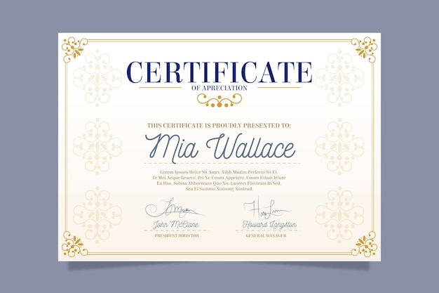 Tema modello certificato elegante