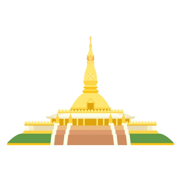 Tempio d'oro in Thailandia illustrazione piatta