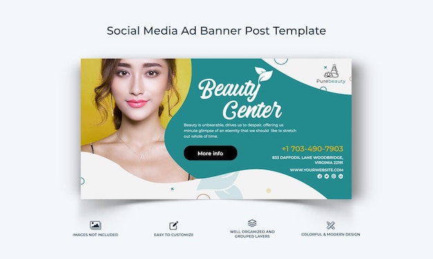 Template di banner pubblicitario di Facebook per saloni termali