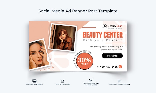 Template di banner pubblicitario di Facebook per saloni termali