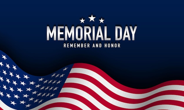 Template di design del Memorial Day con l'illustrazione della bandiera degli Stati Uniti