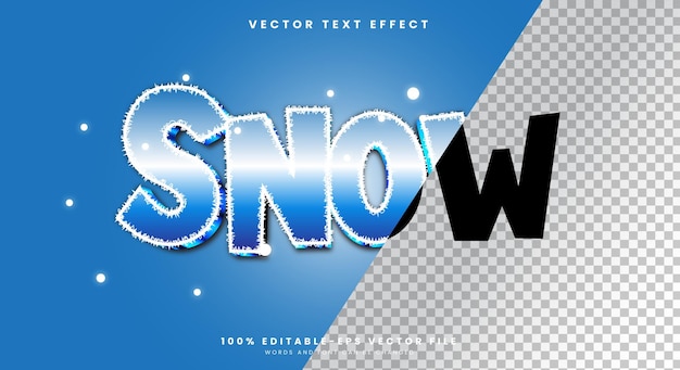 Template di effetti di testo editabili per la neve invernale 3D con sfondo trasparente