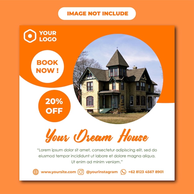 Template di post sui social media di Dream House