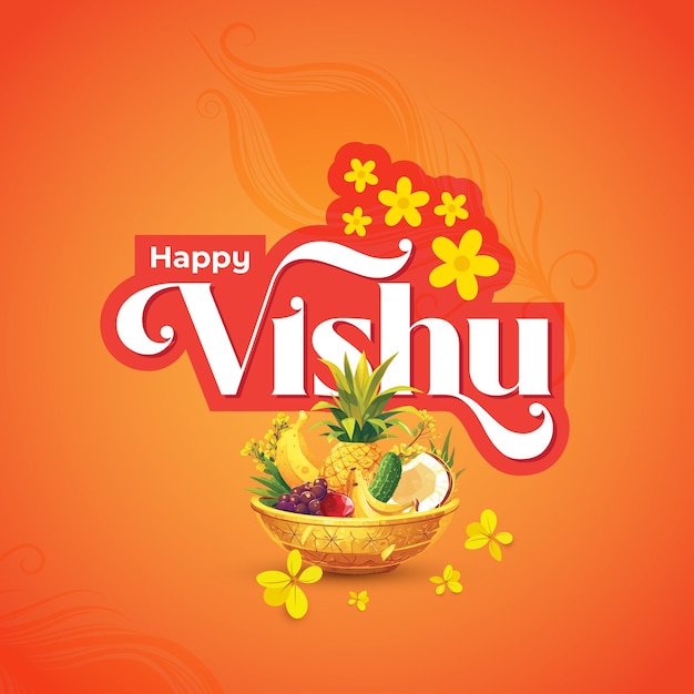 Template di progettazione di sfondo vettoriale Happy Vishu Festival