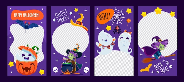 Templati di post sui social media di Halloween con cornici