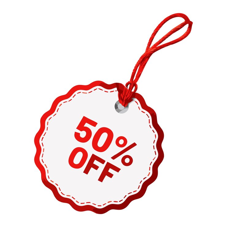 Vettore tempo limitato 50 off tag per vendite e sconti