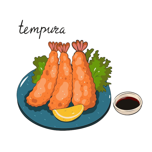 Tempura di gamberi isolati su sfondo bianco Grafica vettoriale