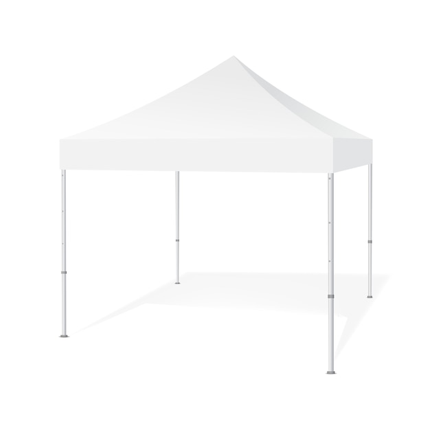 Tenda all'aperto della tenda foranea del baldacchino di pop-up isolata su fondo bianco. Attrezzature per fiere. illustrazione