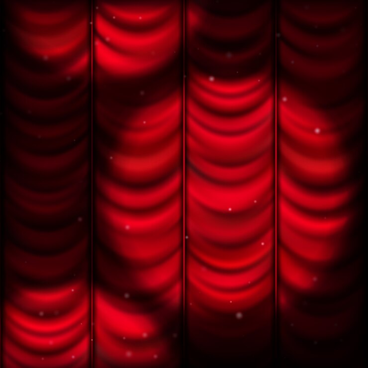 Vettore tenda rossa con luce spot. file incluso