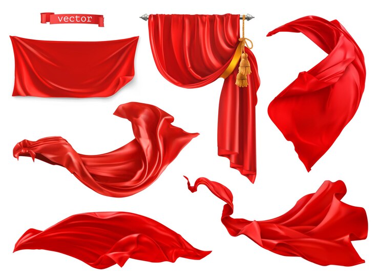 Vettore tenda rossa. set realistico