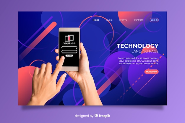 Tenendo la pagina di destinazione della tecnologia del telefono