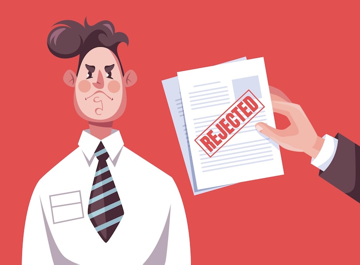 Vettore tenere in mano il concetto di documento di feedback respinto, il rifiuto del vettore di progettazione grafica dell'ufficio non riesce