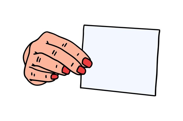 Tenere in mano la carta vuota doodle illustrazione vettoriale