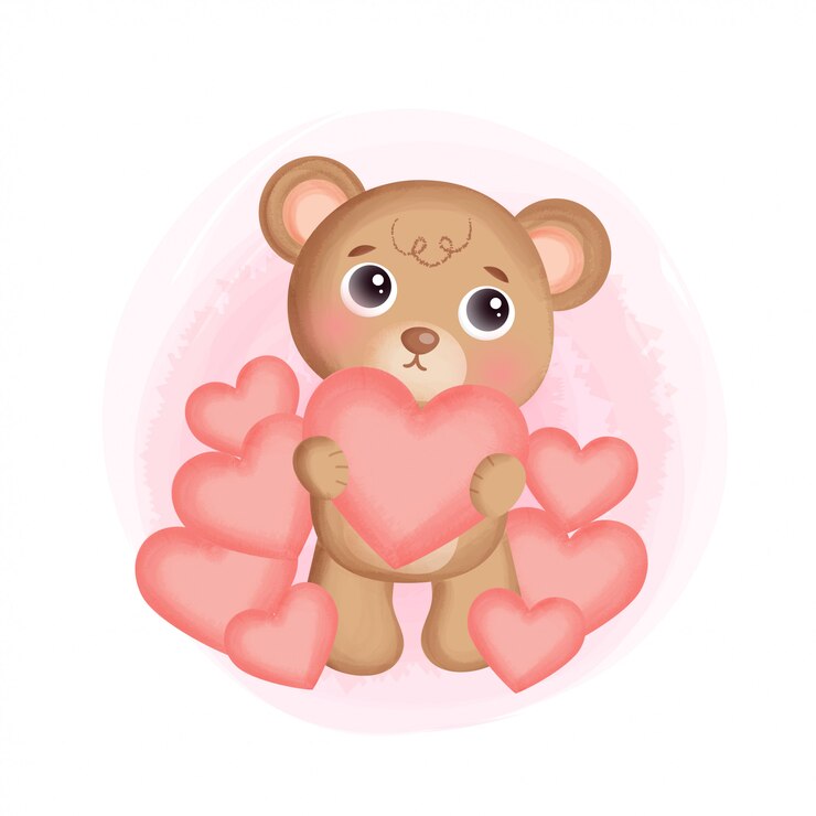 Tenero orsacchiotto che tiene un cuore.