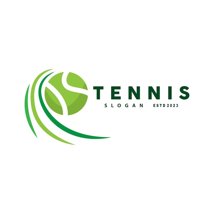 Tennis Logo Design torneo Sport palla e racchetta vettore semplice silhouette illustrazione
