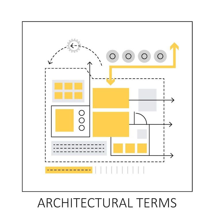 Vettore termini del progetto architettonico