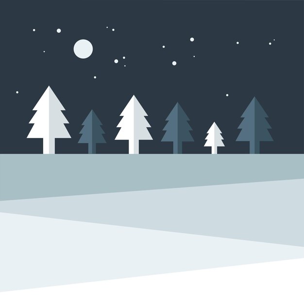 Terra dell'albero della notte di Natale Design semplicemente piatto