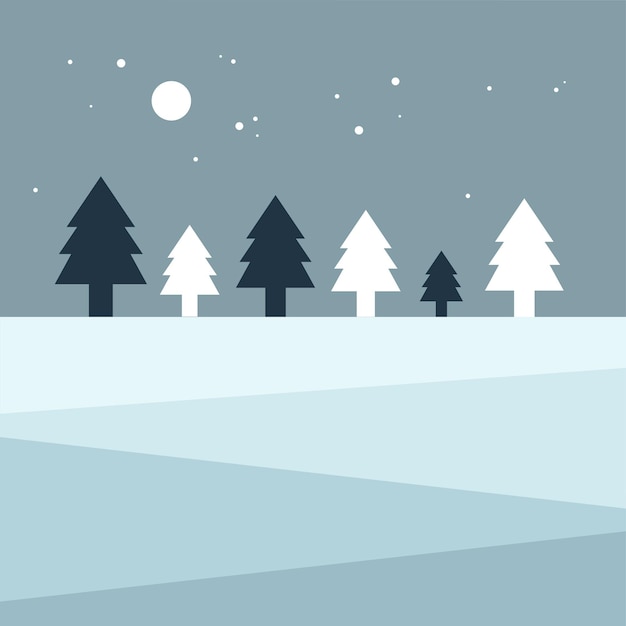 Terra dell'albero della notte di Natale Design semplicemente piatto