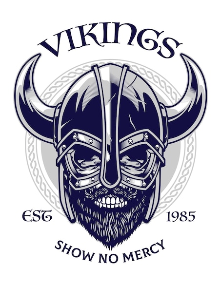 Teschio di guerriero vichingo in stile design t-shirt