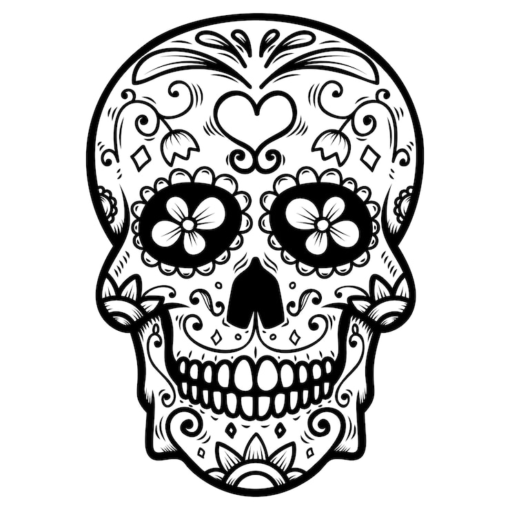 Vettore teschio di zucchero su sfondo bianco. giorno della morte. dia de los muertos. elemento per poster, carta, banner, stampa. illustrazione