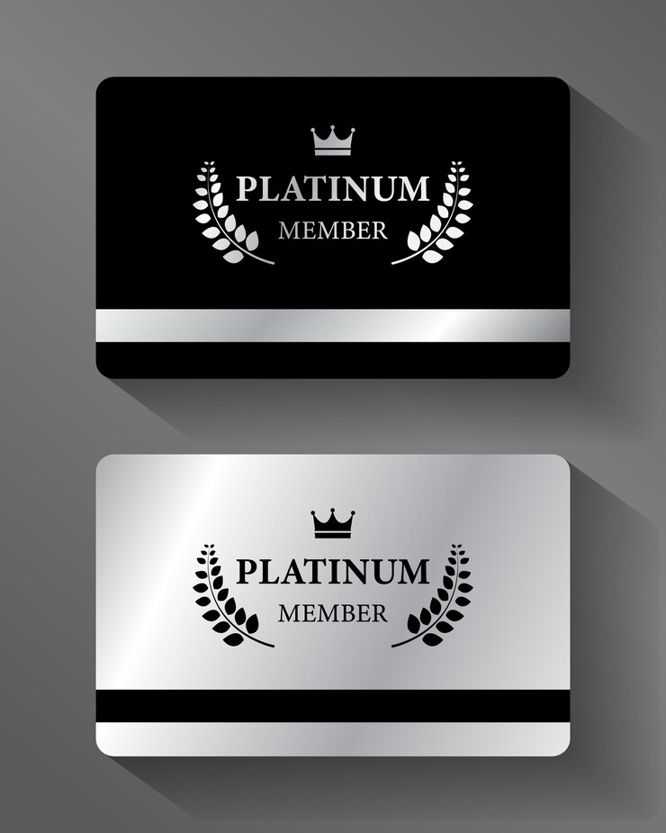 Vettore tessera vector vip platinum platino e nero