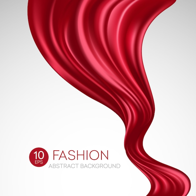 Tessuto di seta rosso volante. Fashibackground