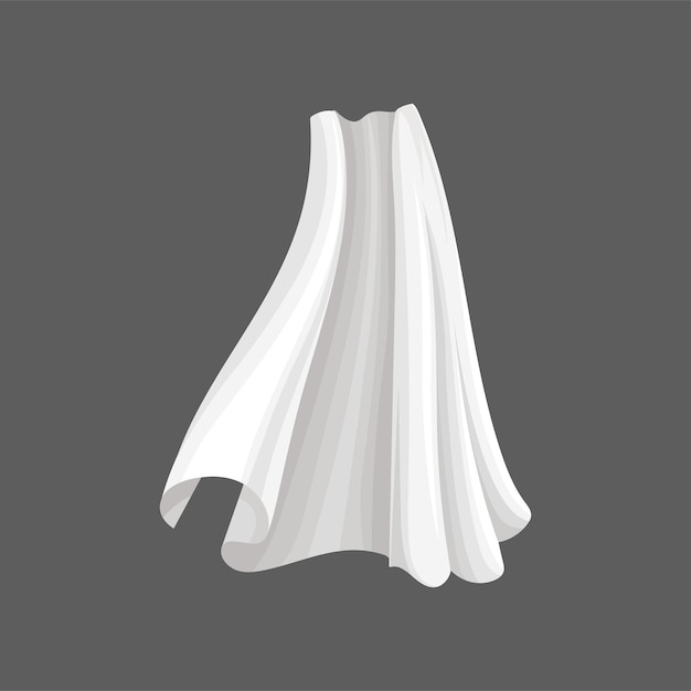 Tessuto di seta volante Panno morbido bianco che soffia nel vento Vettore piatto per poster pubblicitari di atelier o industria di produzione di tessuti