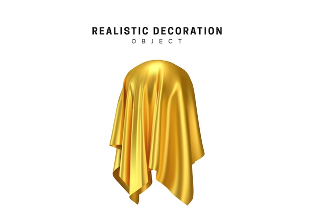 Tessuto dorato levitante con sorpresa nascosta. presentazione di un nuovo prodotto. illustrazione vettoriale
