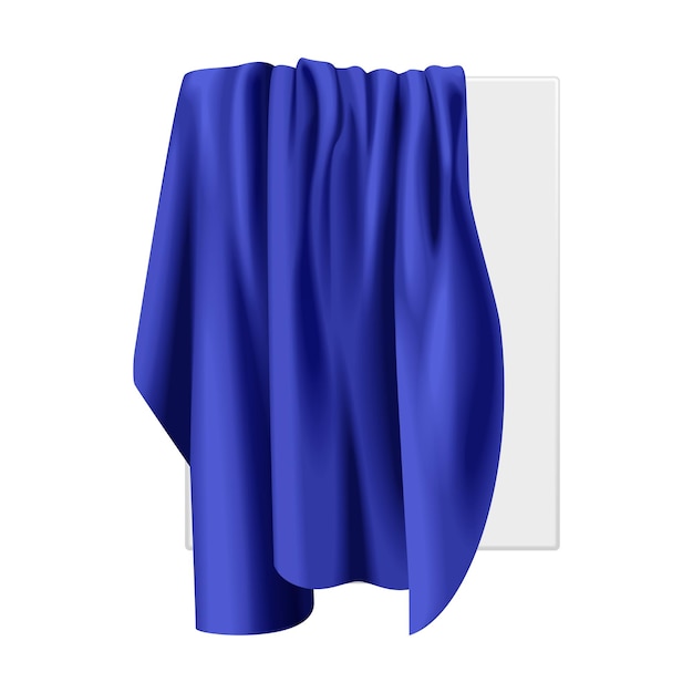 Tessuto satinato blu ondate copertura tavolo o scatola presentazione nascosta 3D con drappeggio