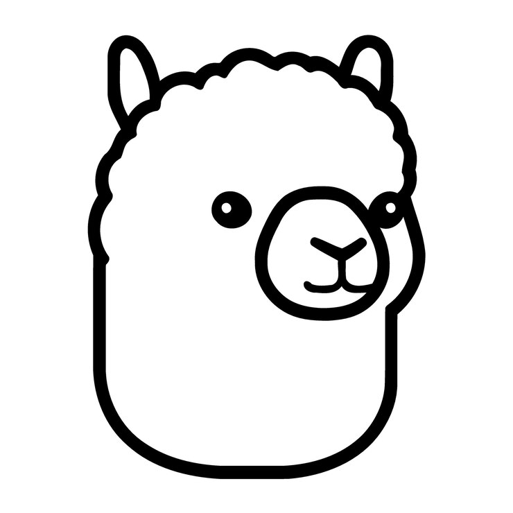 Testa di animale camelide chiamata alpaca