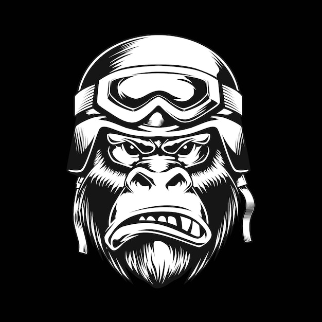 testa di gorilla con casco