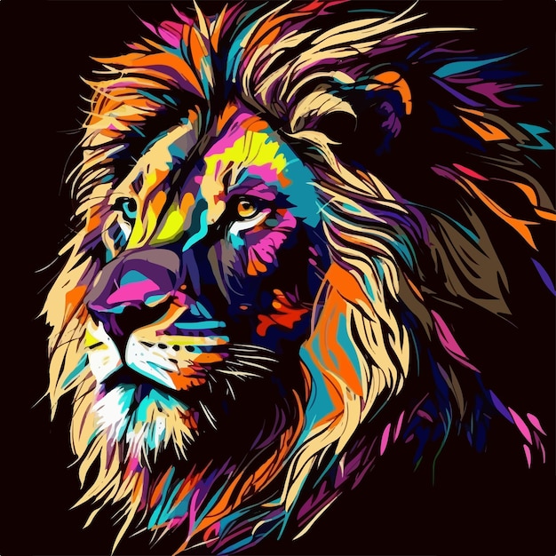 Testa di leone colorato in stile pop art illustrazione vettoriale