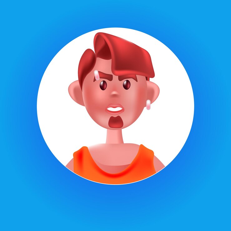 Vettore testa di persona di sesso maschile in cornice rotonda uomo carino avatar personaggio dei cartoni animati ritratto illustrazione vettoriale