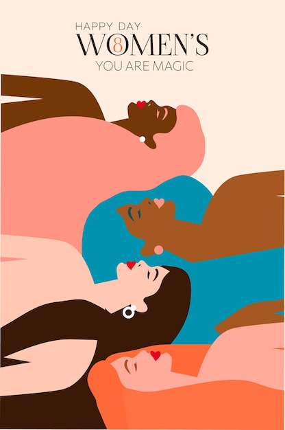 Testa femminile isolata Moderna illustrazione femminista Giornata internazionale della donna 8 marzo giorno Primavera