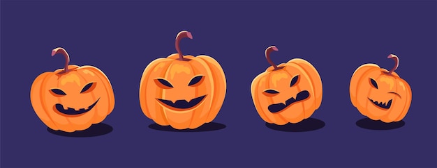 Teste di zucca sorridenti divertenti per la decorazione di Halloween