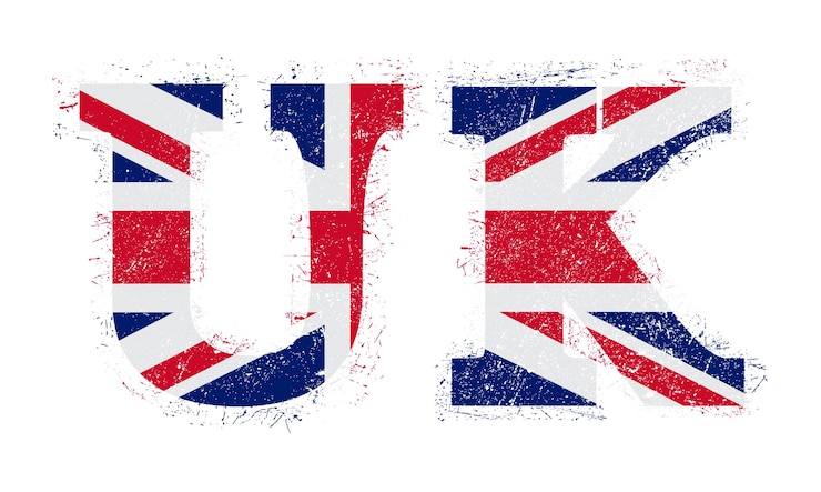 Vettore testo britannico con bandiera