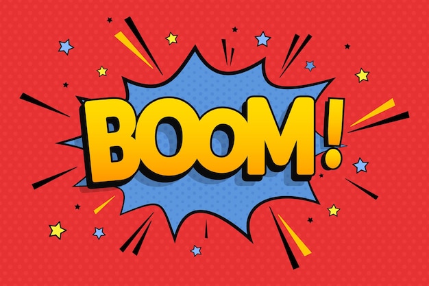 Testo comico Boom in stile pop art