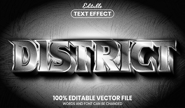 Testo del distretto, effetto testo modificabile in stile carattere