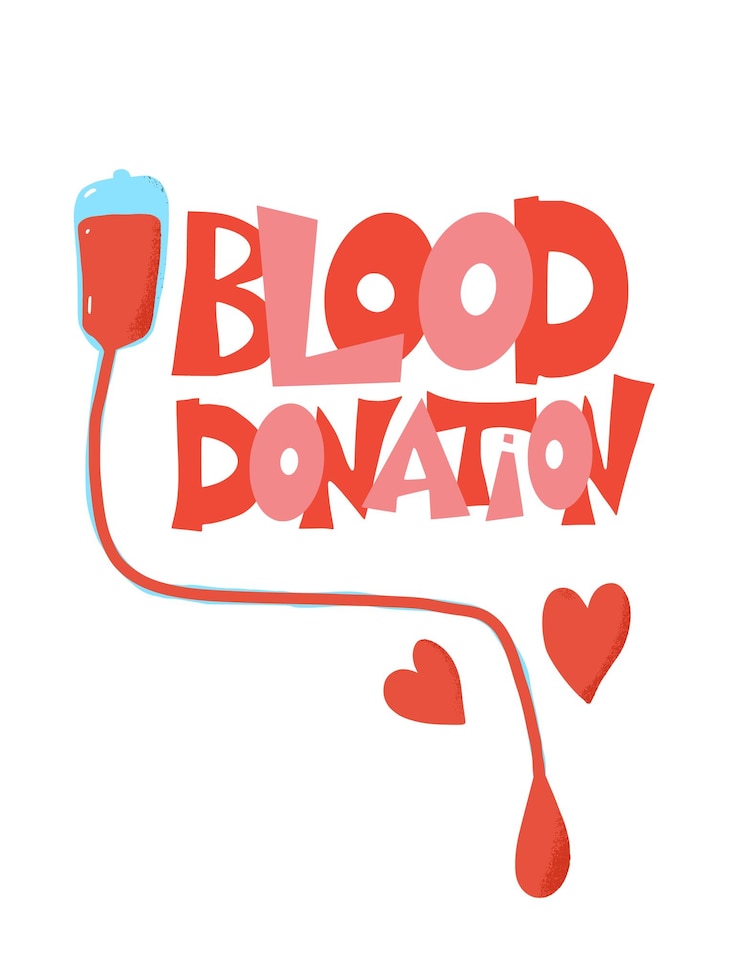 Vettore testo di donazione di sangue con decorazione illustrazione vettoriale