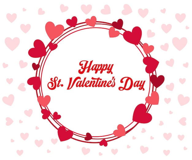 Testo di Happy Valentine's Day in cornice circolare con cuore poster o sfondo di febbraio
