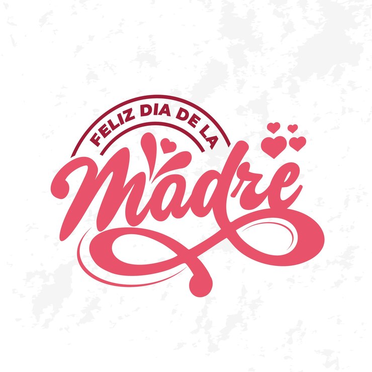 Vettore testo di saluto di feliz dia de la madre o buon giorno delle madri disegno di lettere