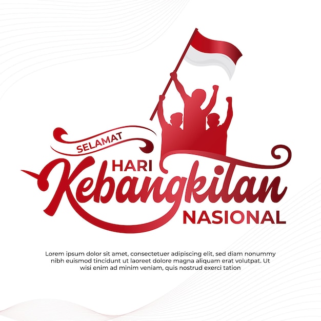 Testo di saluto di hari kebangkitan nasional lettering design