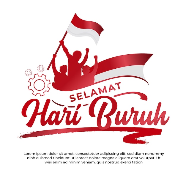 testo di saluto di selamat hari buruh lettering design