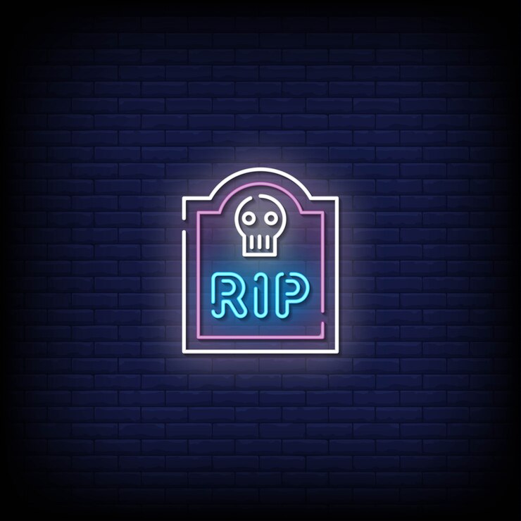 Vettore testo di stile di insegne al neon rip