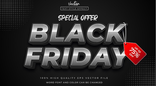 Testo editabile in stile 3D offerta speciale di Black Friday su sfondo nero