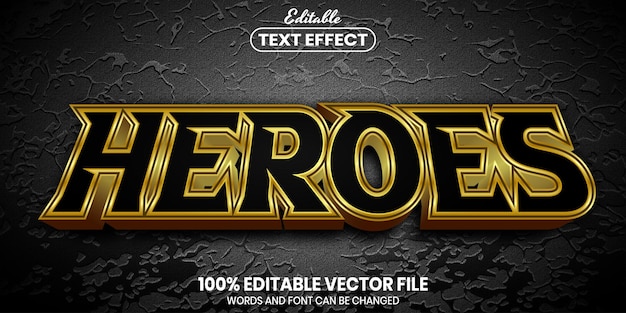Testo Heroes, effetto testo modificabile in stile carattere