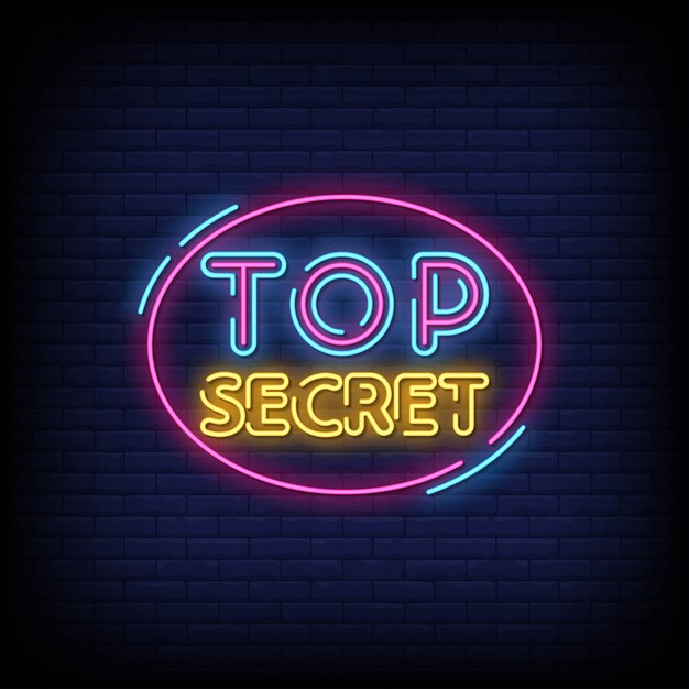 Testo in stile insegne al neon top secret