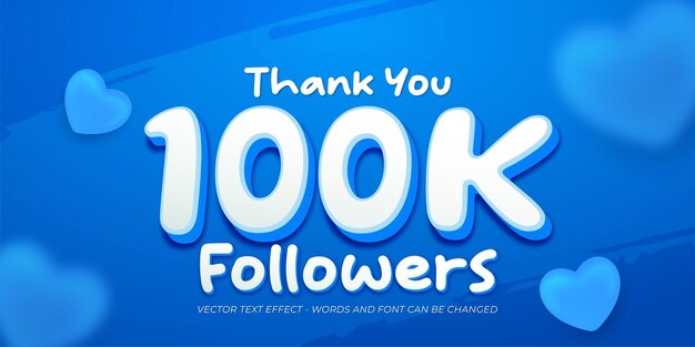 Testo modificabile Grazie a 100.000 follower per l'iscrizione con palloncini a cuore