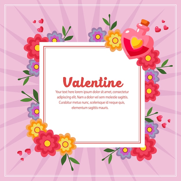 Testo quadrato decorazione di San Valentino con pozione d&#39;amore