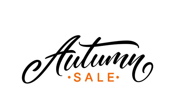 Testo scritto a mano in vendita autunnale Testo calligrafico moderno pronto per il design di brochure e banner poster Scritte disegnate a mano in vendita autunnale